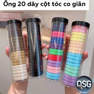 Ống Set 20 dây cột tóc trơn co giãn mềm mại phong cách Hàn Quốc