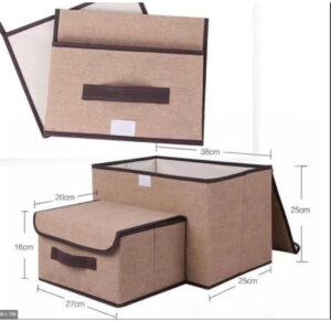 Set 2 hộp vải đựng đồ đa năng có nắp - 1 hộp lớn + 1 hộp nhỏ