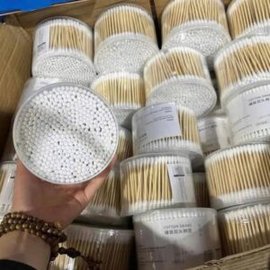 Hộp 500 Cây Tăm Bông Ráy Tai 2 Đầu Tiện Lợi Thân Gỗ Chắc Chắn An Toàn Bông Cotton Thấm Hút Tốt