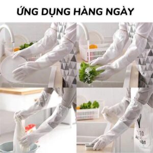Găng Tay Cao Su Siêu Dai Siêu Bền Loại Dài - Găng Tay Nhà Bếp Có Chun Chống Tụt